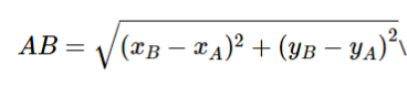 Khoảng cách giữa hai điểm A(xA; yA) và B(xB; yB)