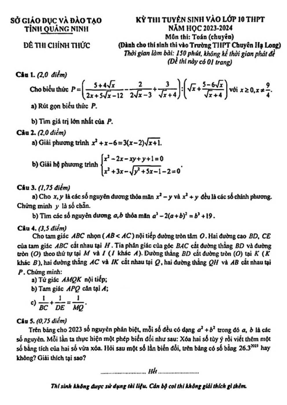 de-thi-vao-lop-10-mon-toan-chuyen-quang-ninh-nam-2023